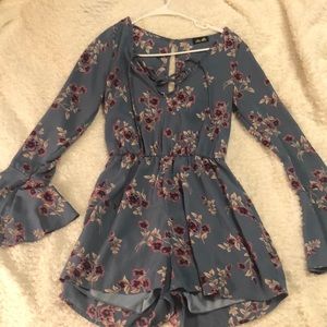 Blue floral romper